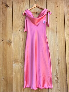 Bebe NWOT Women's Bow Strap Satin Midi Dress Sz XS